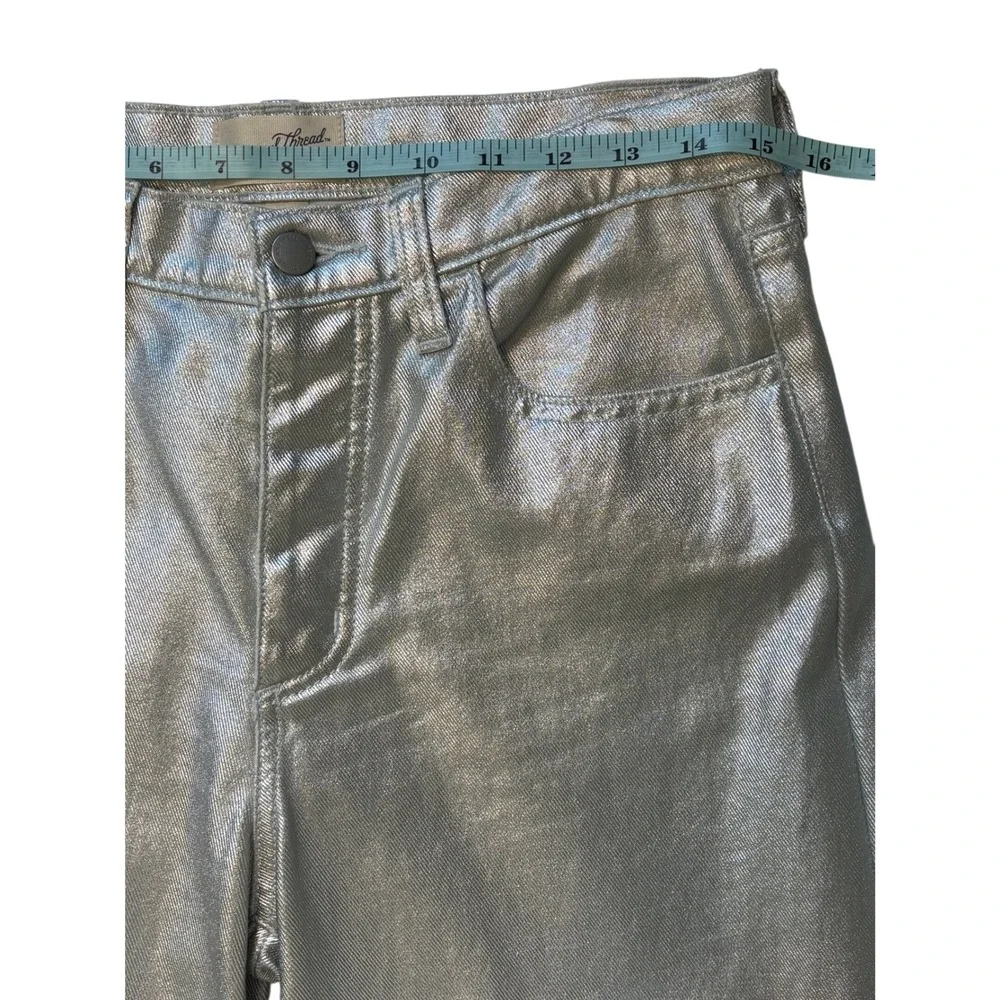 Silver Jeans Metallic 90s Baggy Womens Festival Futuristic Streetwear‎ Jeans 4 - Picture 6 of 8